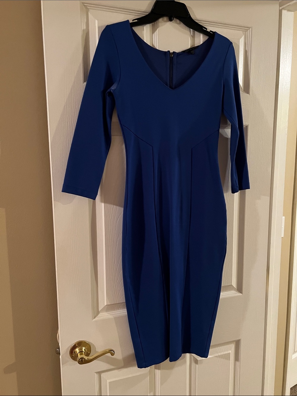 Felicity & Coco Cobalt V-Neck Midi Sheath Dress